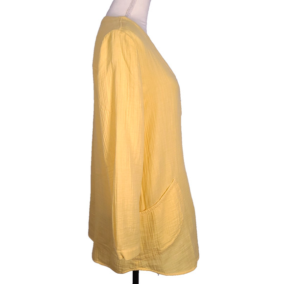 SOFT SURROUNDINGS Santorini Gauze Pullover Tunic Top Butter Yellow Small Cotton - Picture 3 of 10